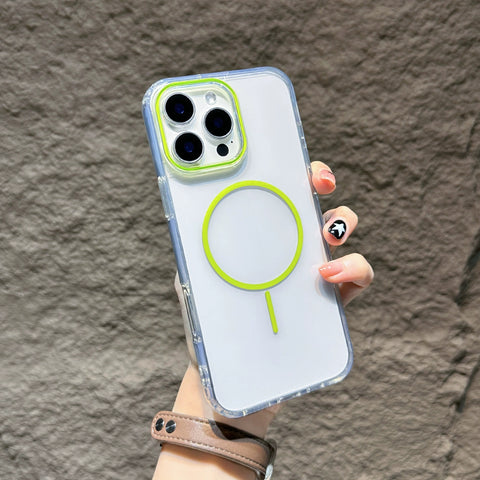 iPhone high-transparency colored fine-ring magnetic phone case