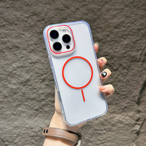 iPhone high-transparency colored fine-ring magnetic phone case