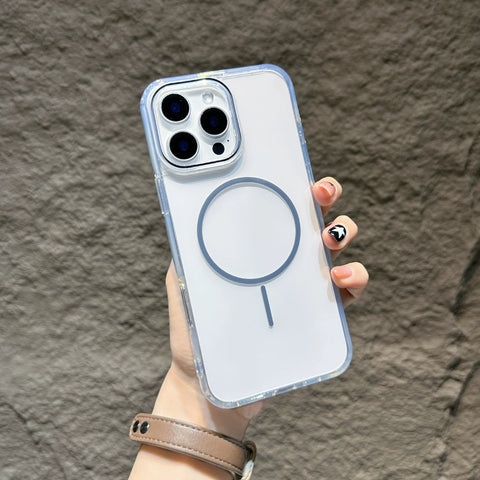 iPhone high-transparency colored fine-ring magnetic phone case