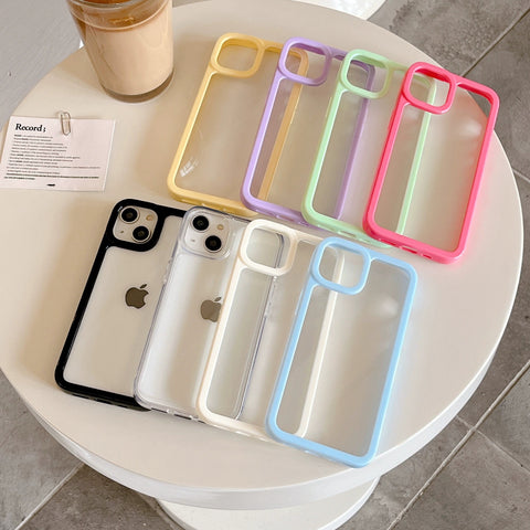 iPhone simple candy-colored frame shockproof anti-fall phone case