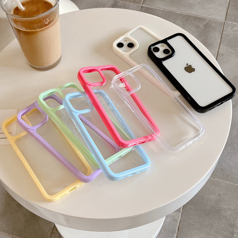 iPhone simple candy-colored frame shockproof anti-fall phone case