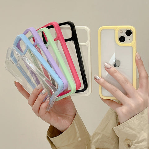 iPhone simple candy-colored frame shockproof anti-fall phone case