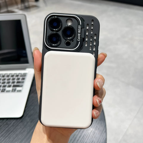 Ice point heat dissipation hollowed-out invisible lens holder magnetic phone case