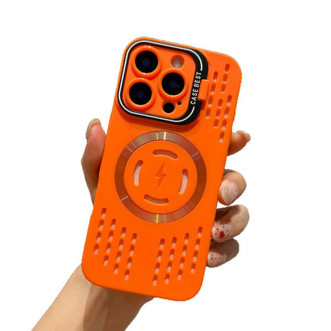 Ice point heat dissipation hollowed-out invisible lens holder magnetic phone case