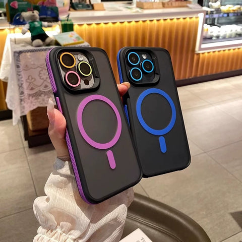 iPhone dual-color magnetic magsafe frosted skin feel protective case