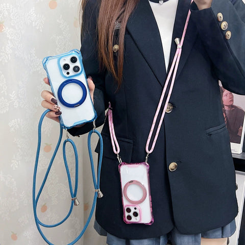 iPhone crossbody lanyard magnetic phone case