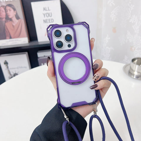 iPhone crossbody lanyard magnetic phone case