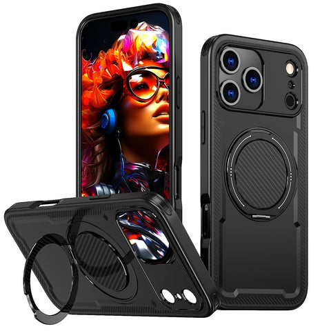 iPhone17 360 holder Damping Stand Drop Protection Phone Case