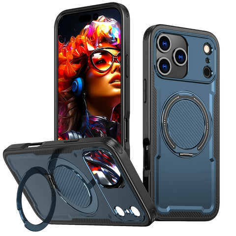 iPhone17 360 holder Damping Stand Drop Protection Phone Case