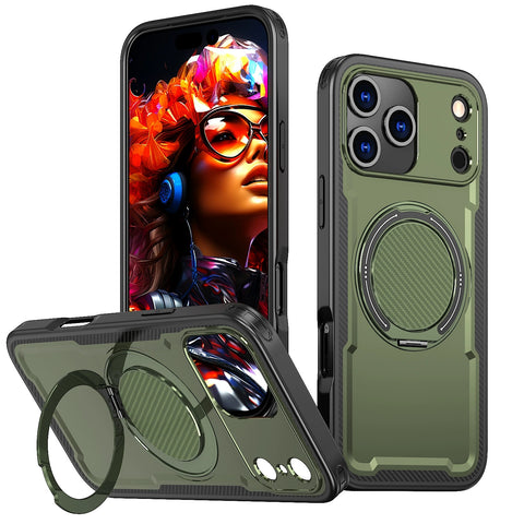 iPhone17 360 holder Damping Stand Drop Protection Phone Case