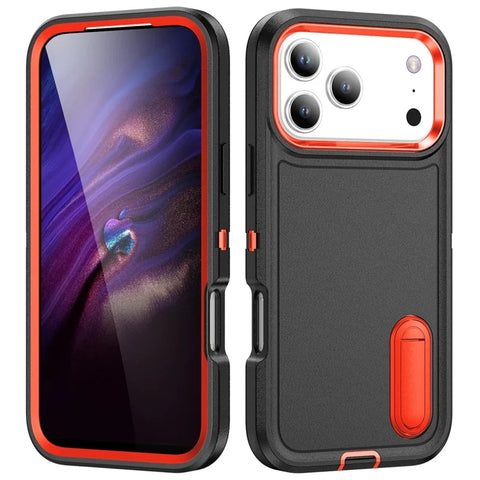 iPhone 17 Pro Max  EVA 3-in-1 Design PC Silicone Kickstand Phone Case
