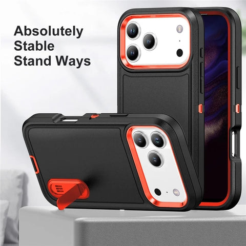 iPhone 17 Pro Max  EVA 3-in-1 Design PC Silicone Kickstand Phone Case