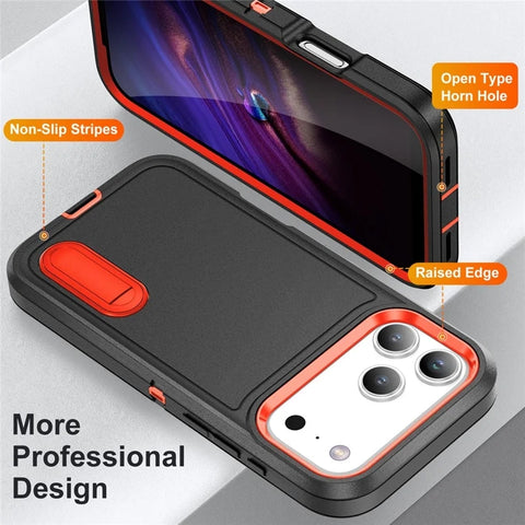 iPhone 17 Pro Max  EVA 3-in-1 Design PC Silicone Kickstand Phone Case