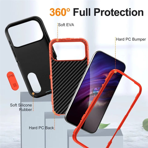 iPhone 17 Pro Max  EVA 3-in-1 Design PC Silicone Kickstand Phone Case