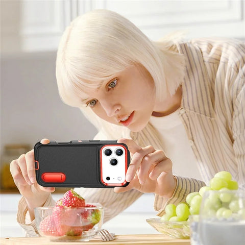 iPhone 17 Pro Max  EVA 3-in-1 Design PC Silicone Kickstand Phone Case