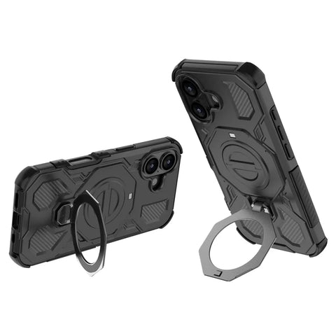 iPhone 17  PC TPU Magnetic Rotating Metal Kickstand Shockproof Phone Case