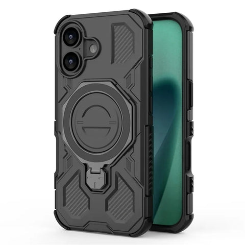 iPhone 17  PC TPU Magnetic Rotating Metal Kickstand Shockproof Phone Case