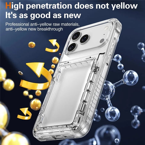 iPhone 17 Pro Max Clear Case PC TPU Card Holder Kickstand Phone Case Cover