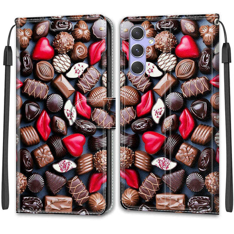 Samsung A54/A14 M53/A33 painted flip cover card wallet mobile phone case