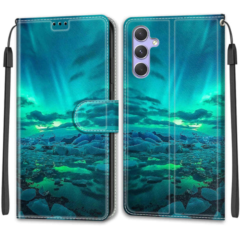 Samsung A54/A14 M53/A33 painted flip cover card wallet mobile phone case