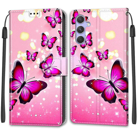Samsung A54/A14 M53/A33 painted flip cover card wallet mobile phone case