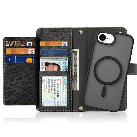 iPhone 16 Pro Max Magnetic Case Cowhide Leather Detachable Phone Cover