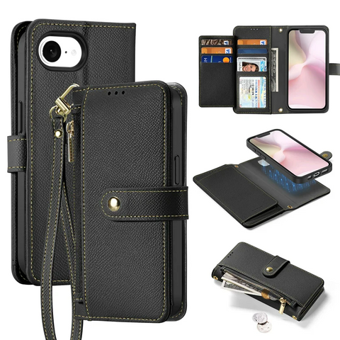 iPhone 16 Pro Max Magnetic Case Cowhide Leather Detachable Phone Cover