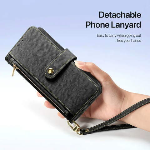 iPhone 16 Pro Max Magnetic Case Cowhide Leather Detachable Phone Cover