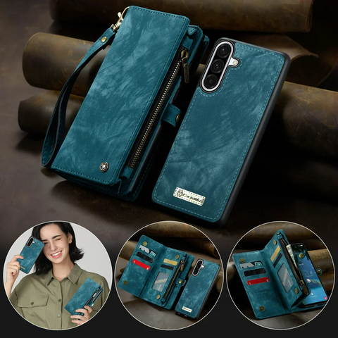 Samsung Galaxy S25 Ultra Leather Cover with Detachable Wallet Strap Phone Cases