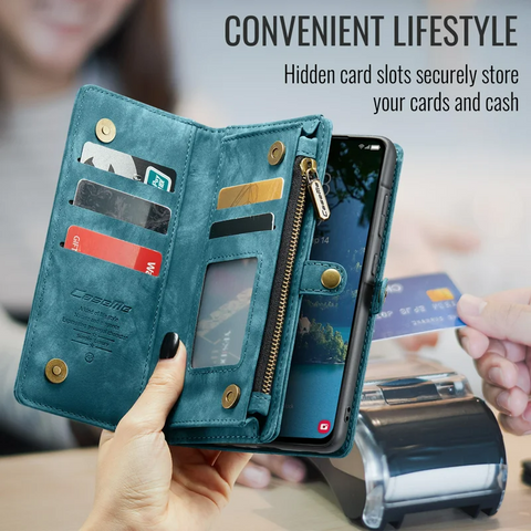 Samsung Galaxy S25 Ultra Leather Cover with Detachable Wallet Strap Phone Cases