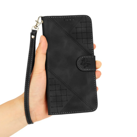 Samsung Galaxy S25 Ultra Phone Strap Leather Wallet Butterfly Flower Imprinted Phone Cover