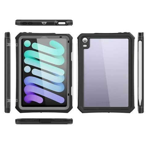 iPad mini (2024) / (2021) 2m Drop-Resistant IP68 Waterproof  Kickstand Case Protective Shell