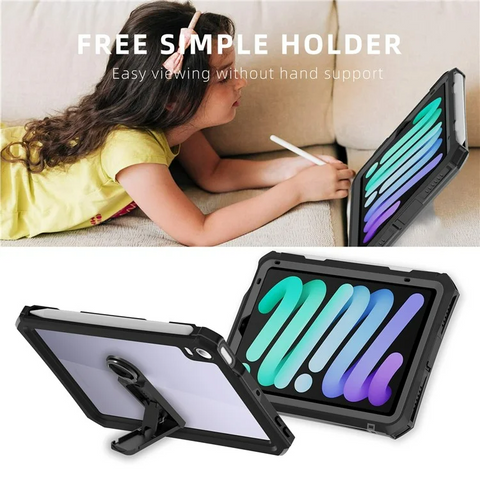 iPad mini (2024) / (2021) 2m Drop-Resistant IP68 Waterproof  Kickstand Case Protective Shell