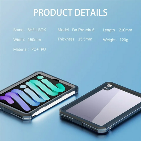 iPad mini (2024) / (2021) 2m Drop-Resistant IP68 Waterproof  Kickstand Case Protective Shell