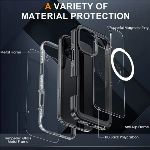 iPhone 16 Pro Max Magnetic PC TPU Shockproof Screen Film Phone Cover
