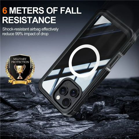 iPhone 16 Pro Max Magnetic PC TPU Shockproof Screen Film Phone Cover