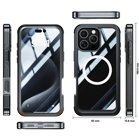 iPhone 16 Pro Max Magnetic PC TPU Shockproof Screen Film Phone Cover