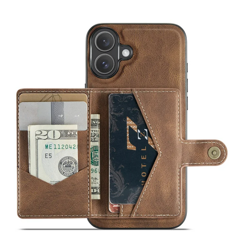 Detachable Magnetic Card Holder Leather TPU Phone Cover