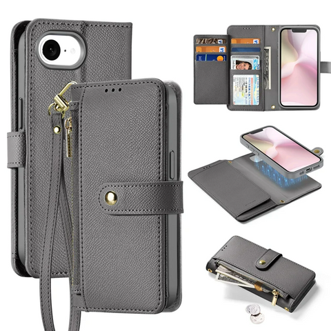 iPhone 16 Pro Max Magnetic Case Cowhide Leather Detachable Phone Cover