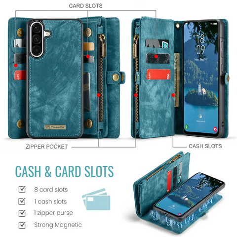 Samsung Galaxy S25 Ultra Leather Cover with Detachable Wallet Strap Phone Cases