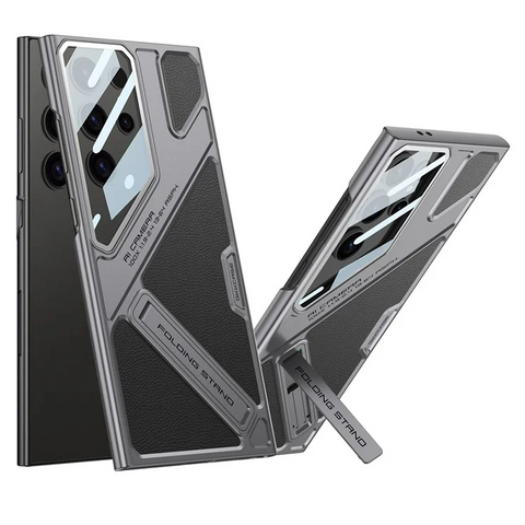 Samsung Galaxy S25 Ultra Kickstand Mecha Style Shockproof PC PU Phone Cover