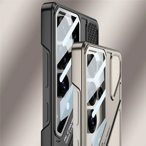 Samsung Galaxy S25 Ultra Kickstand Mecha Style Shockproof PC PU Phone Cover