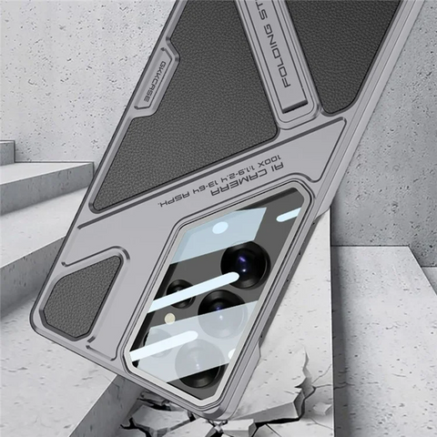 Samsung Galaxy S25 Ultra Kickstand Mecha Style Shockproof PC PU Phone Cover