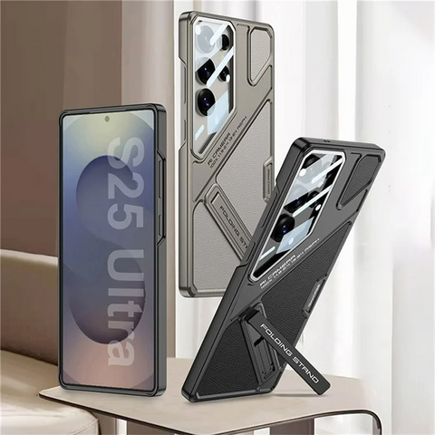 Samsung Galaxy S25 Ultra Kickstand Mecha Style Shockproof PC PU Phone Cover