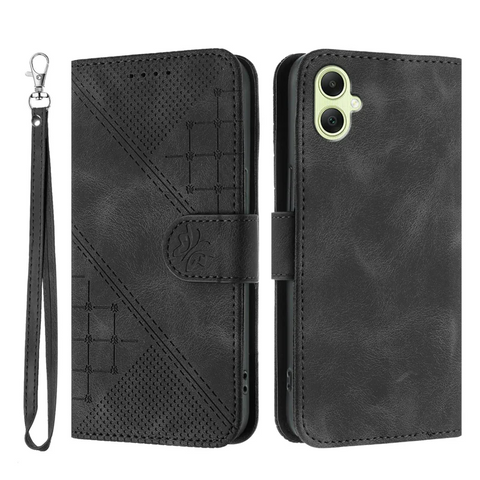 Samsung Galaxy S25 Ultra Phone Strap Leather Wallet Butterfly Flower Imprinted Phone Cover