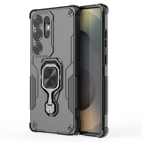 Samsung Galaxy S25 Ultra Case Rotatable Ring Kickstand PC TPU Shockproof Phone Cover
