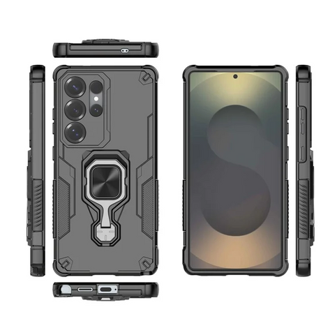 Samsung Galaxy S25 Ultra Case Rotatable Ring Kickstand PC TPU Shockproof Phone Cover