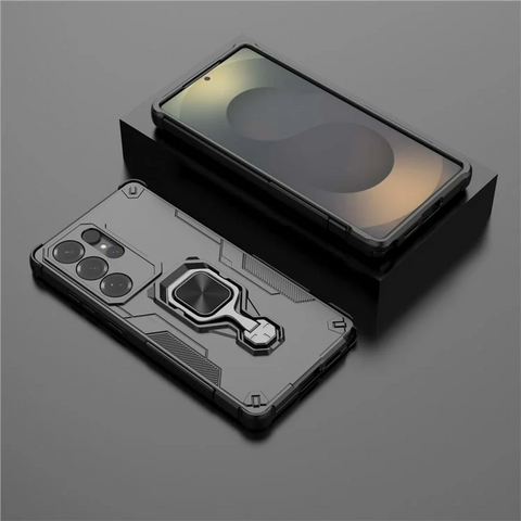 Samsung Galaxy S25 Ultra Case Rotatable Ring Kickstand PC TPU Shockproof Phone Cover