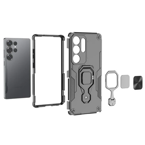Samsung Galaxy S25 Ultra Case Rotatable Ring Kickstand PC TPU Shockproof Phone Cover