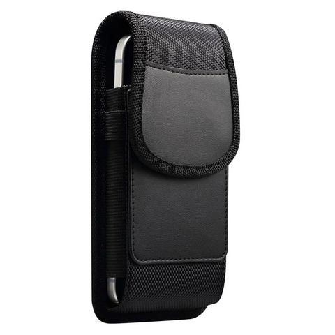 iPhone 16 Plus / 16 Pro Max / Samsung Galaxy S25 Ultra Magnetic Oxford Fabric Belt Clip Waist Bag Card Slot 6.7 / 6.9 inch Phone Case Holster